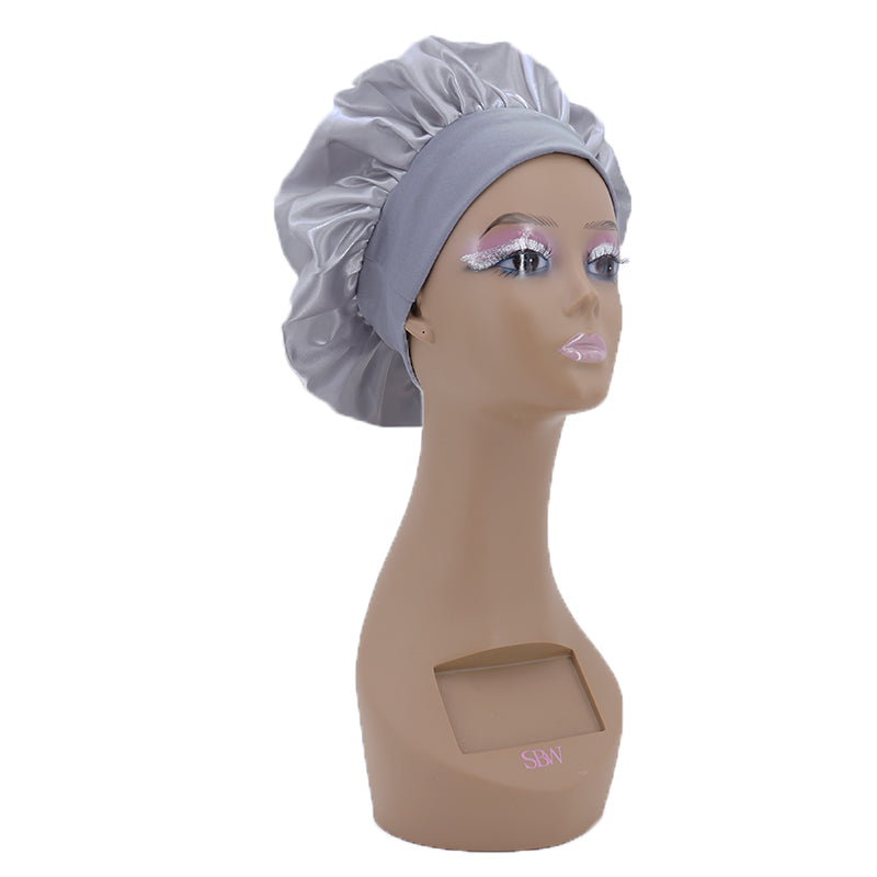 Charcoal gray round Silk Hair Bonnet
