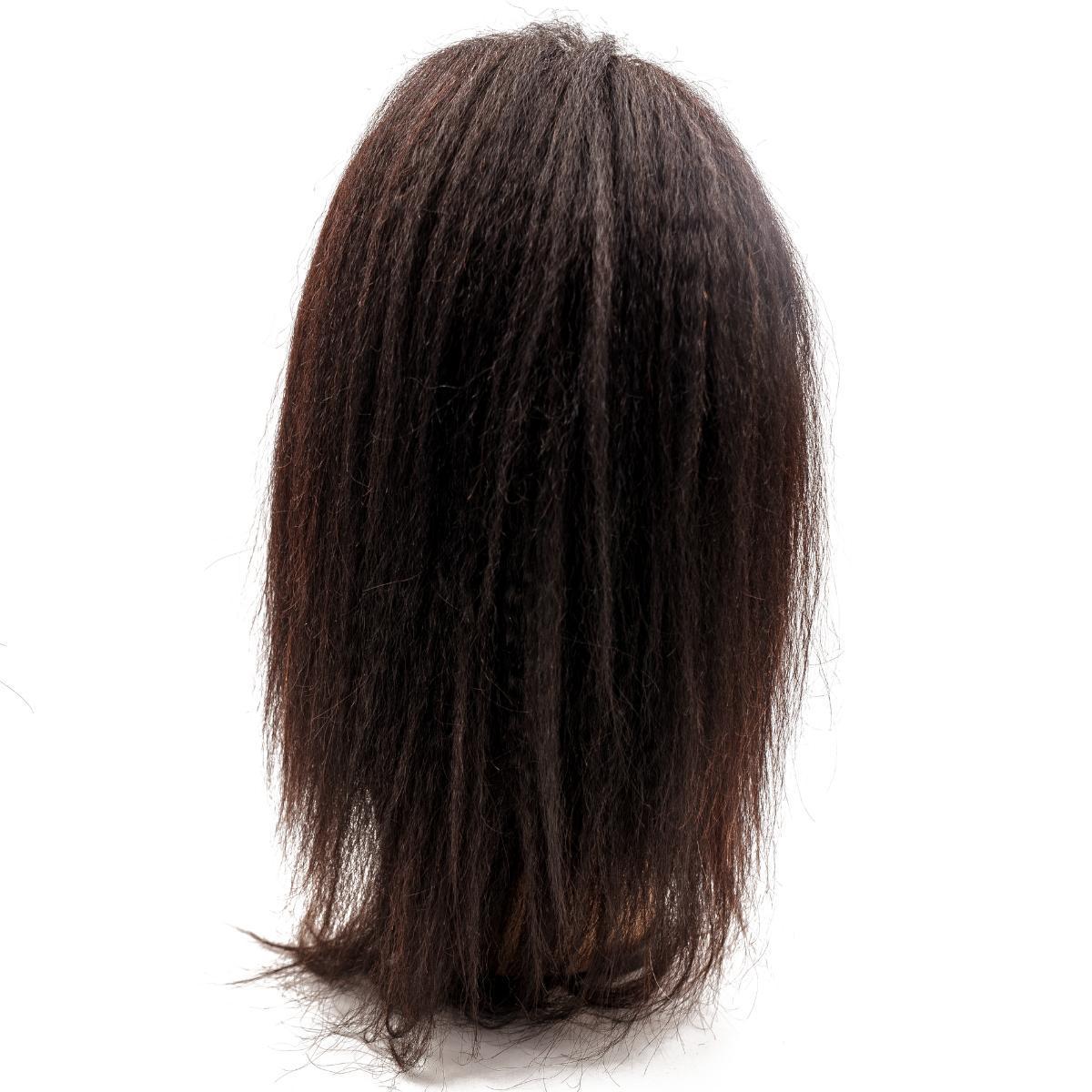 Kinky Straight Mono Lace Front PU Medical Wig Natural Black