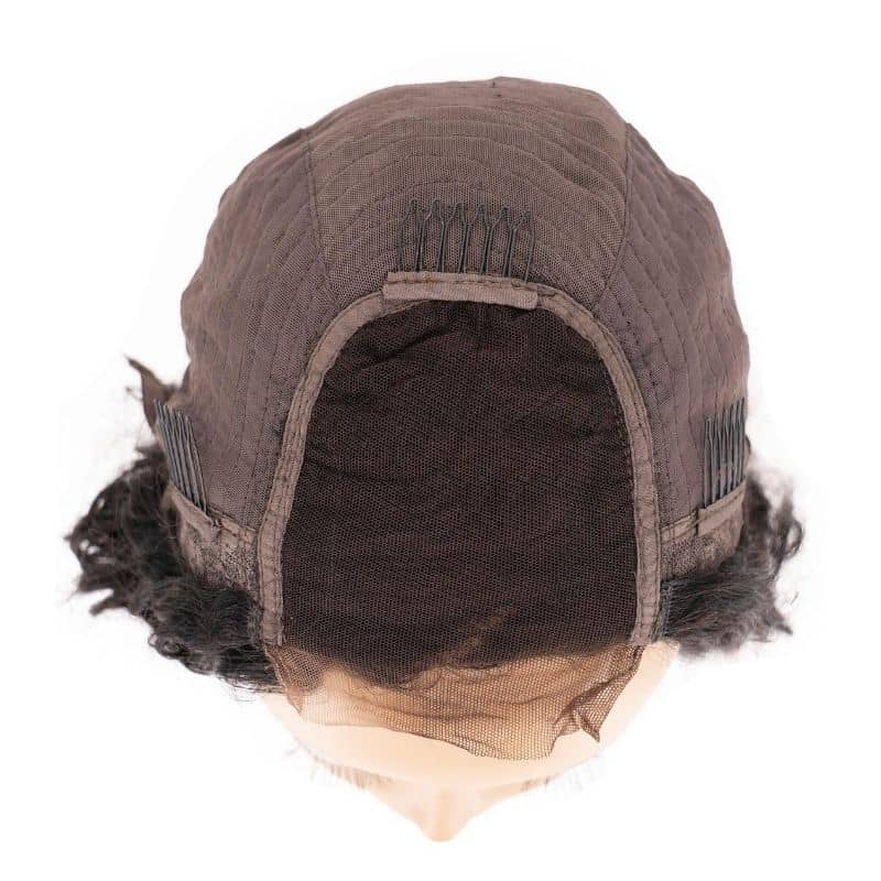 4x4 beach wave transparent closure wig top inside of wig view