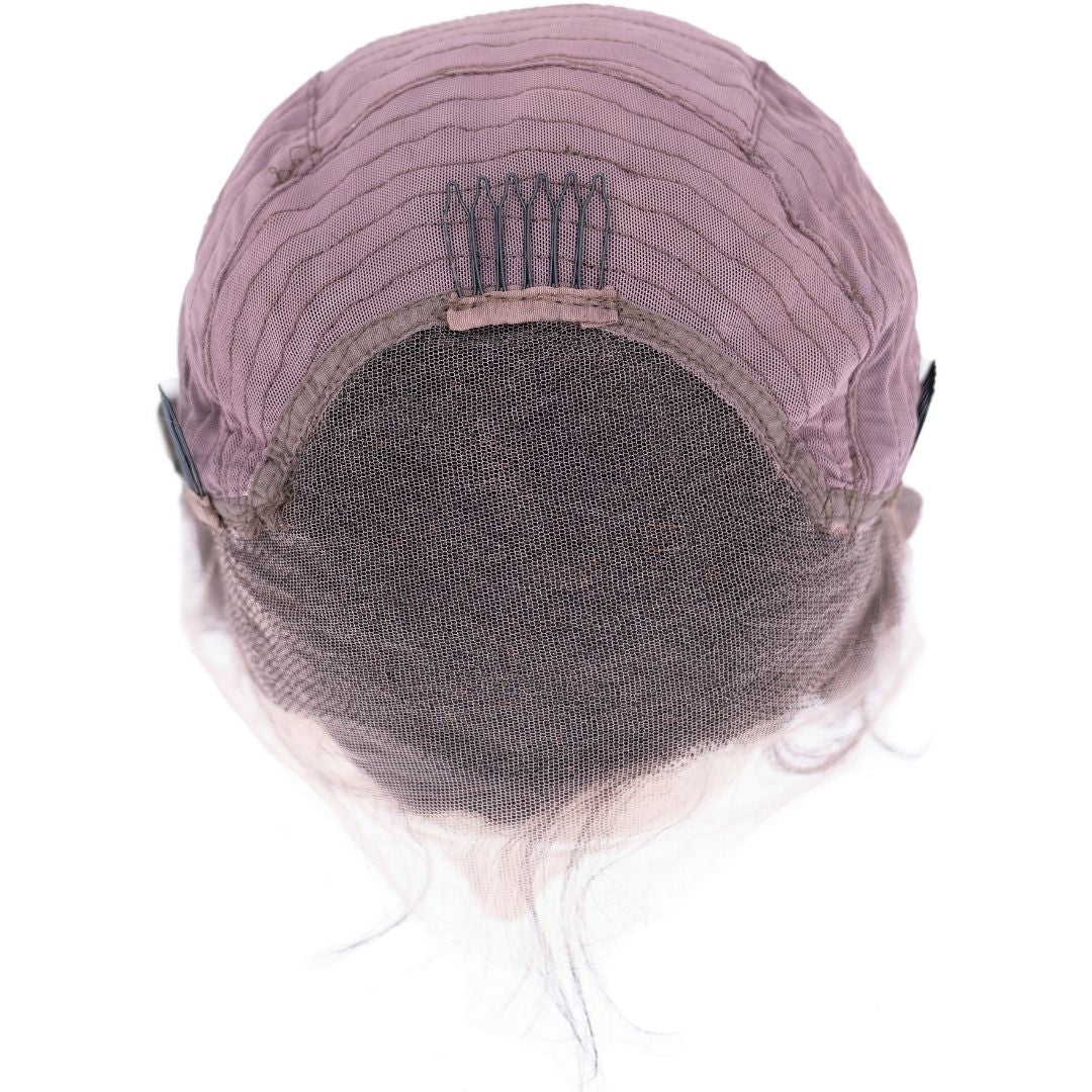Top view of the inside of an HD Deep Wave Lace Front Wig