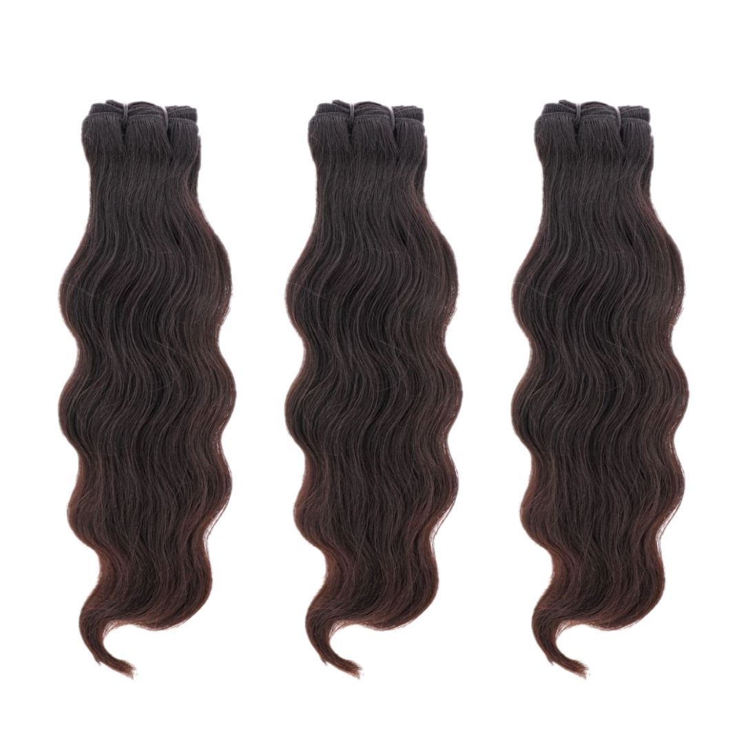 Three bundles of Indian Curly Hair Bundle Deal .This raw Indian curly hair is used for length and volume to natural hair.