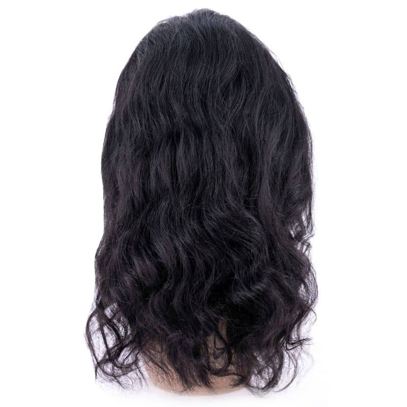Back view of an Indian Wavy Transparent Lace Front Wig