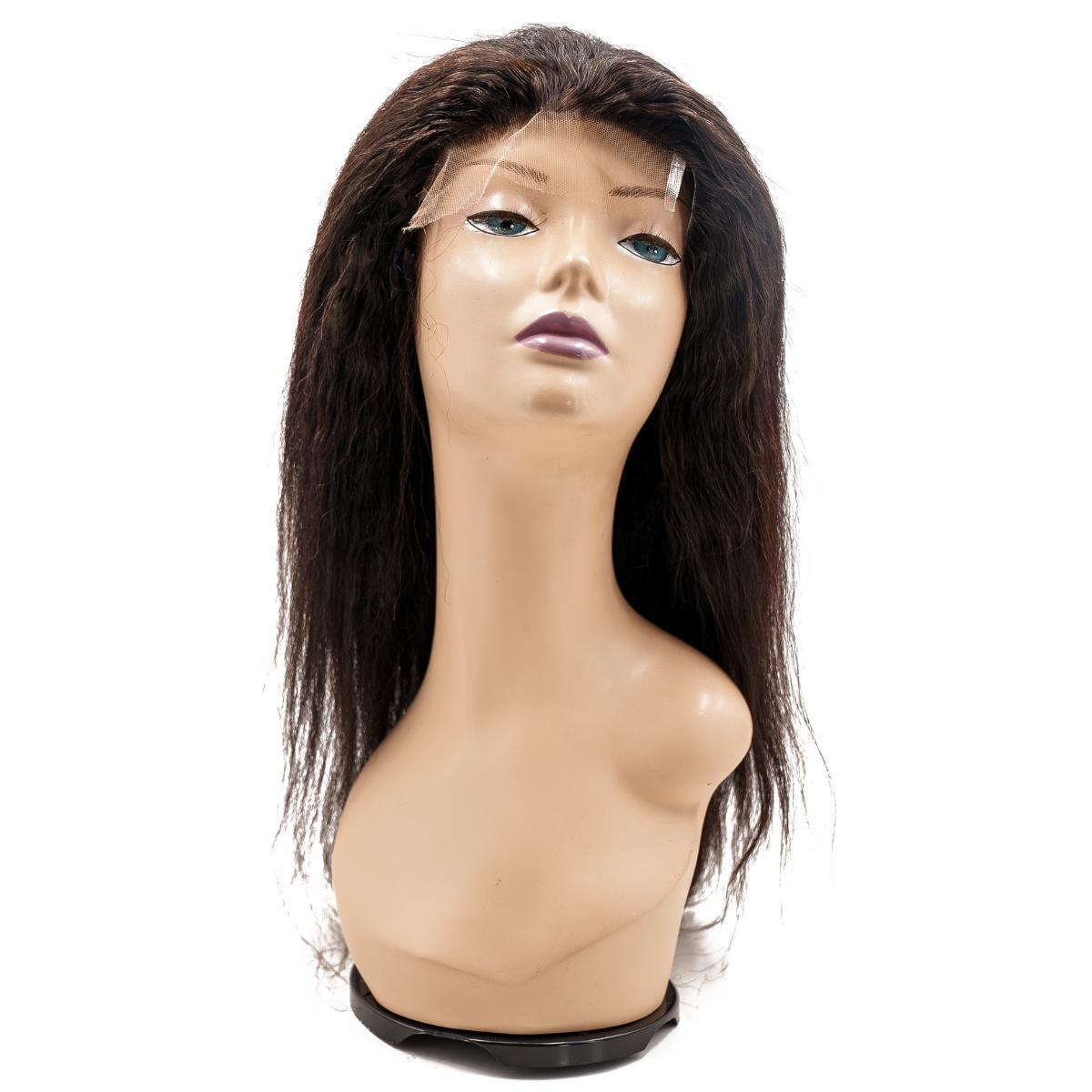 Kinky straight wig on mannequin