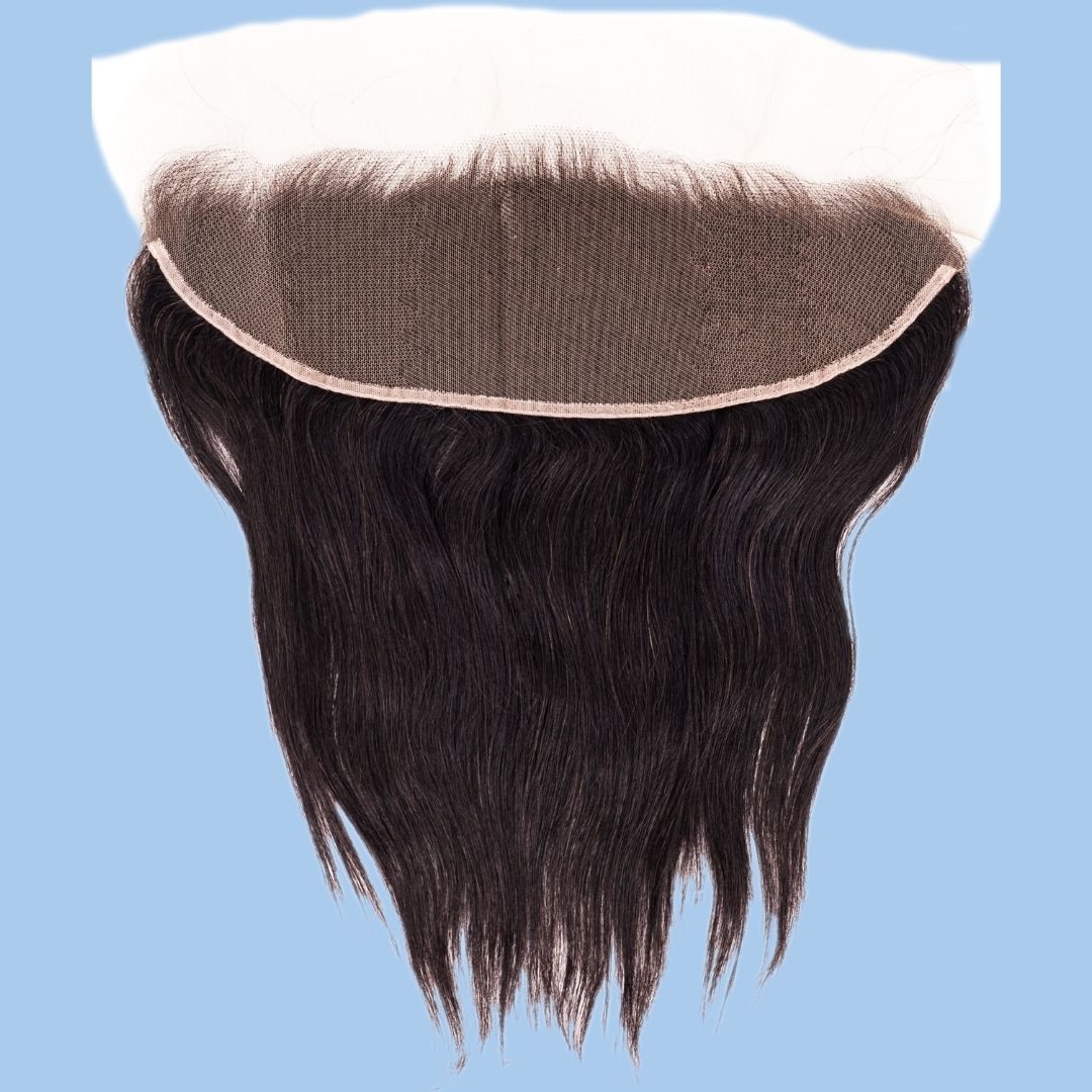 Inside view of Brazilian Silky Straight Frontal with a blue background