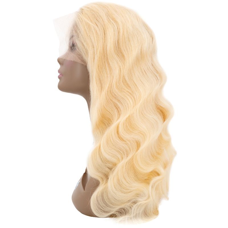 Side view of a Blonde Lace Front Body Wave Wig