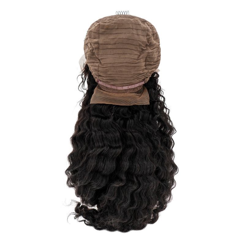 deep wave front lace inside back view of wig.