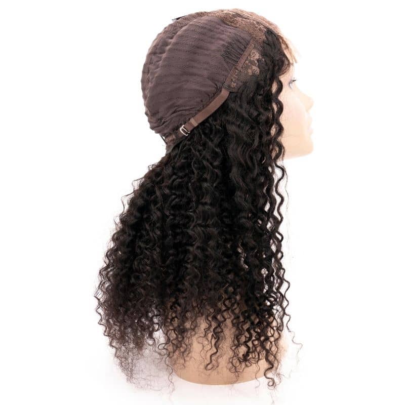View of kinky curly transparent closure wig on a mannequin
