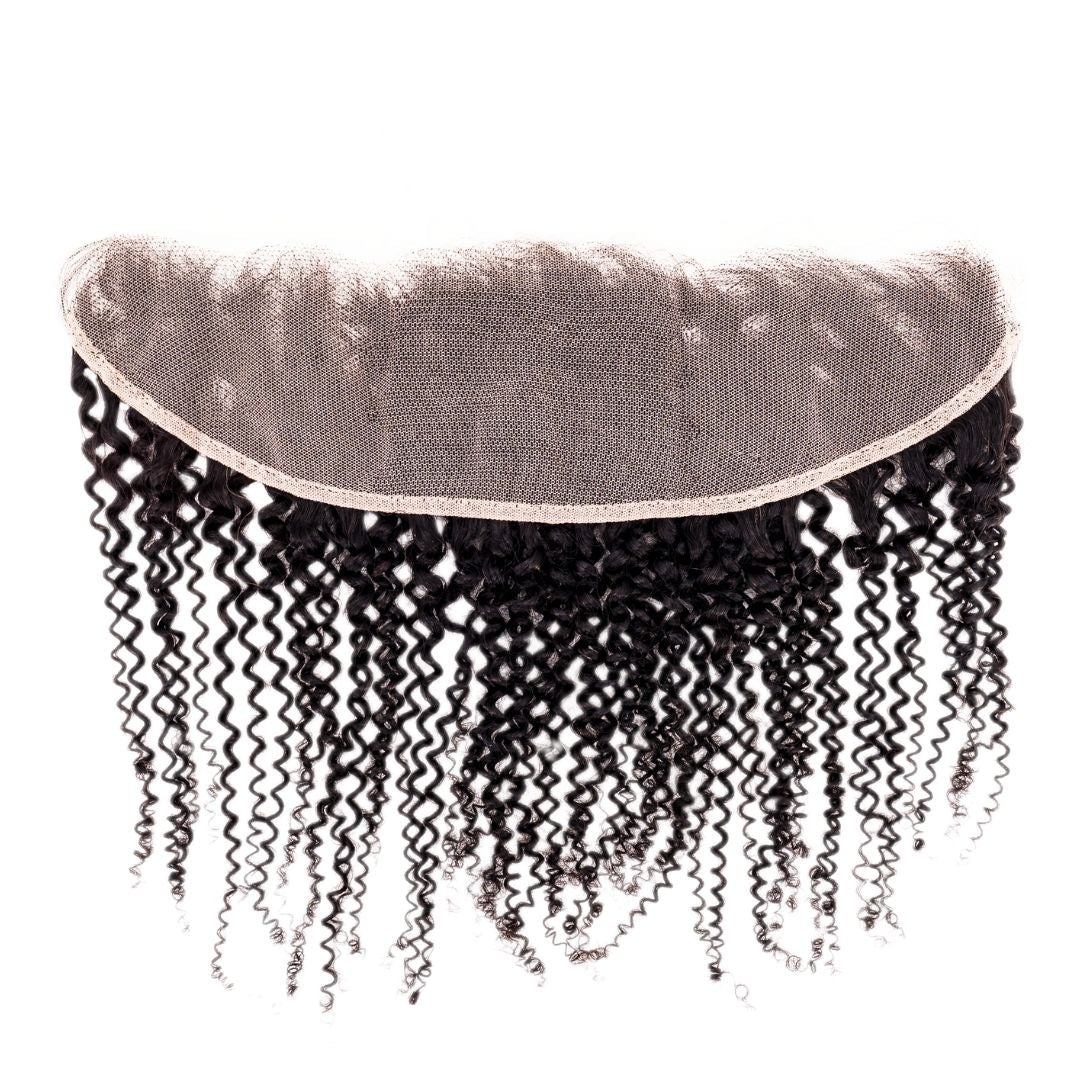 The inside view of a lace afro kinky frontal used for wig making.
