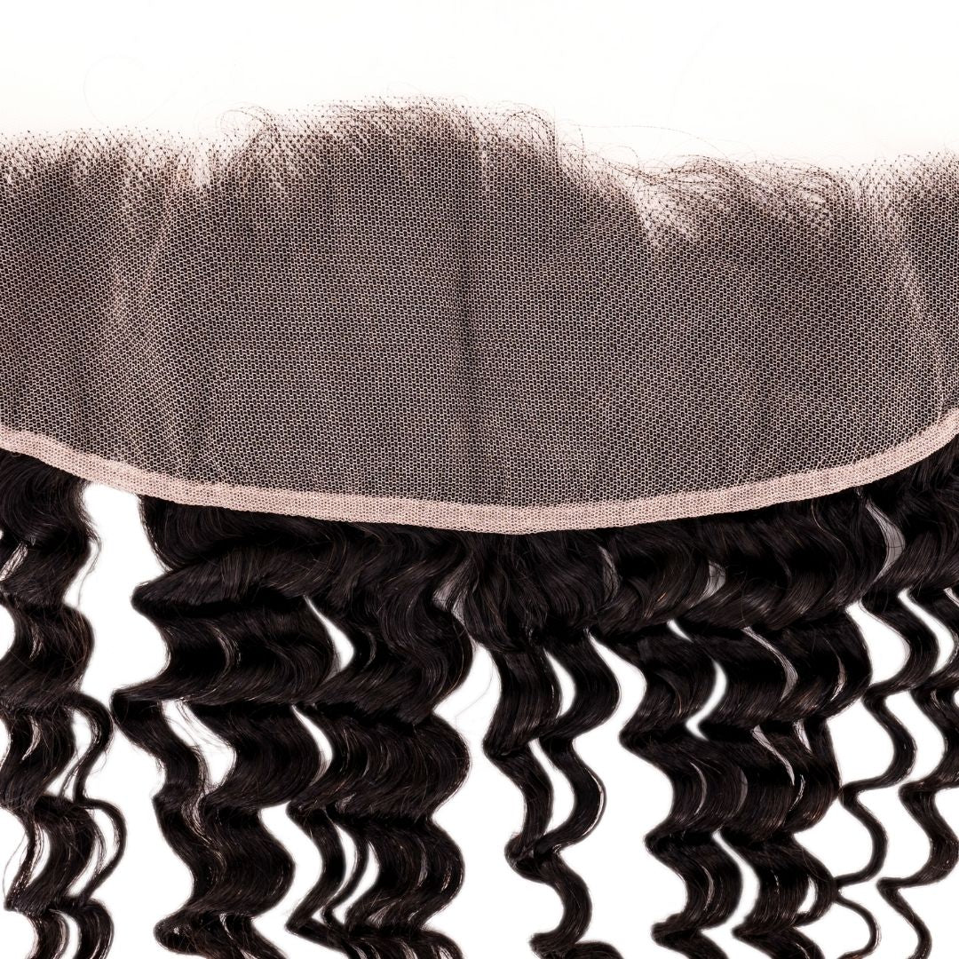 Close up of lace on Brazilian Deep Wave Frontal